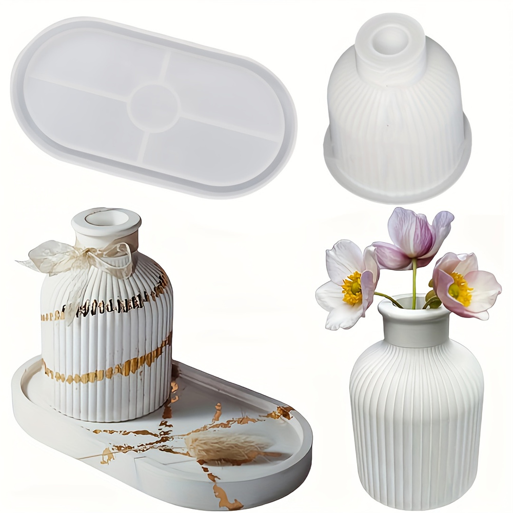 Florist Supply Vases - 1/2pcs 꽃병 트레이 실리콘 몰드, 타원형