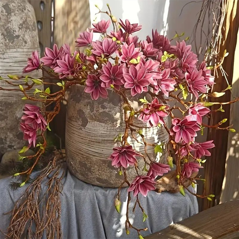 현실적인 인공 목련 꽃 줄기 가짜 그라디언트 연꽃 지점 - Florist Supply Bulk 리뷰 및 가격