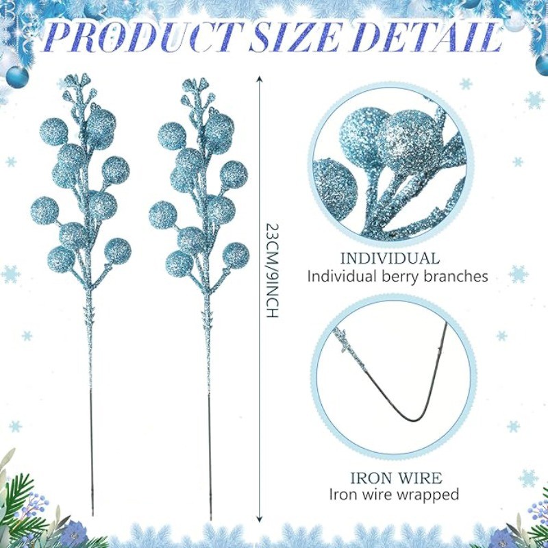 5개 인조 꽃 크리스마스 트리 장식 글리터 베리 줄기  - Florist Supply Bulk 리뷰 및 가격