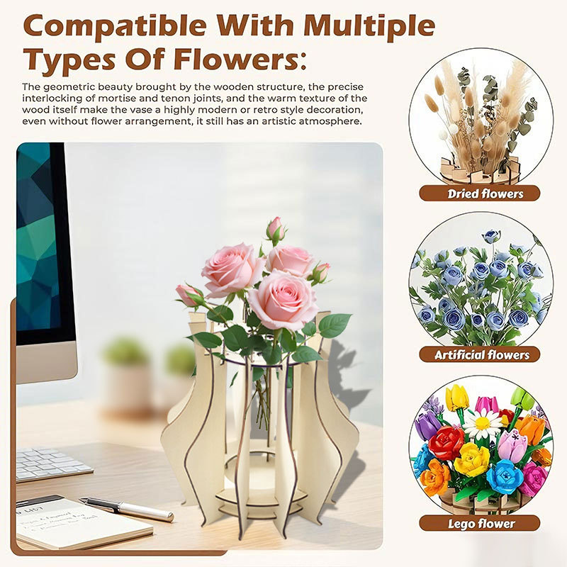 나무 퍼즐 꽃병, 독특한 나무 퍼즐 꽃병 꽃꽂이대, 레 - Florist Supply Vases 리뷰 및 가격