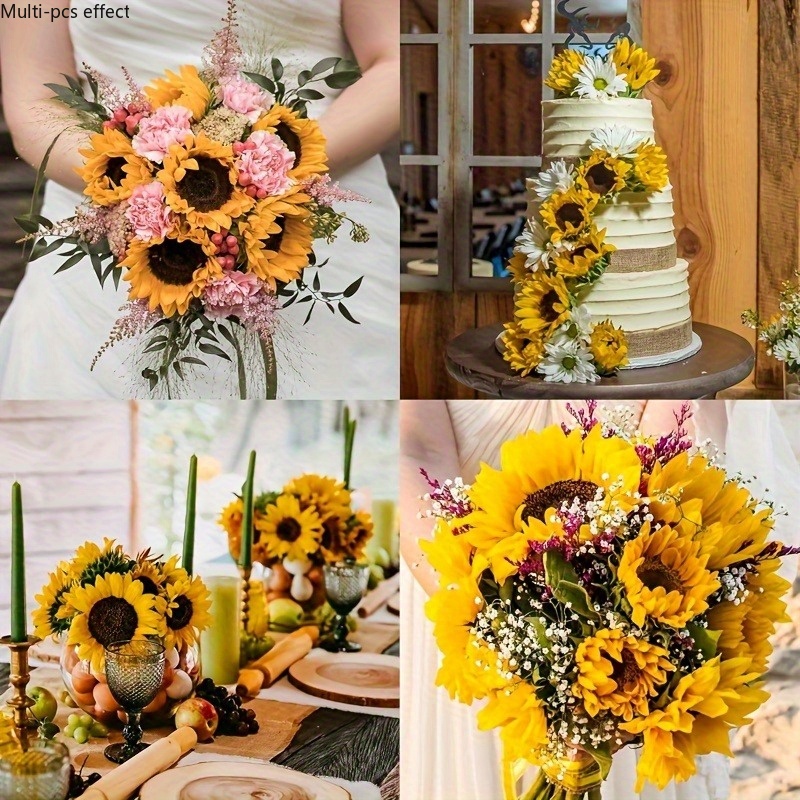 6/12개의 자외선에 강한 인공 해바라기 꽃꽂이, 짙은 - Florist Supply Bulk 리뷰 및 가격